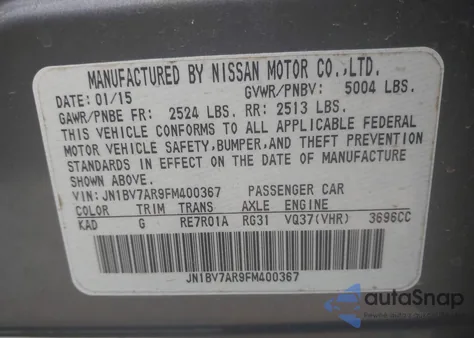 2015 Infiniti Q50 Premium z USA, uszkodzony, nr VIN JN1BV7AR9FM400367